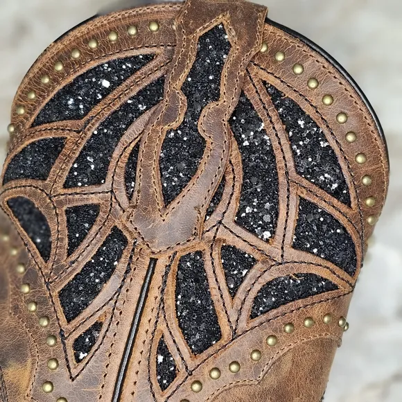Laredo womens Eternity Western Cowboy Boots Black Crystals Size 6.5M
