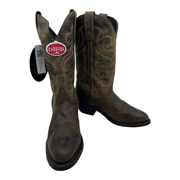 Laredo Women's Size 6.5M Lad Tan Distress 11 Western Leather Boots With Box NEW