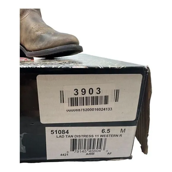 Laredo Women's Size 6.5M Lad Tan Distress 11 Western Leather Boots With Box NEW
