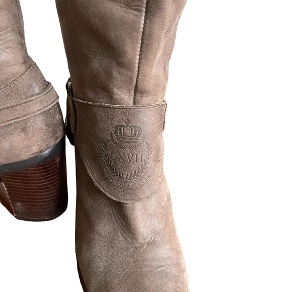Lauren Ralph Lauren Delsa Burnished Leather Ridding Boots Leather Upper Size: 8B