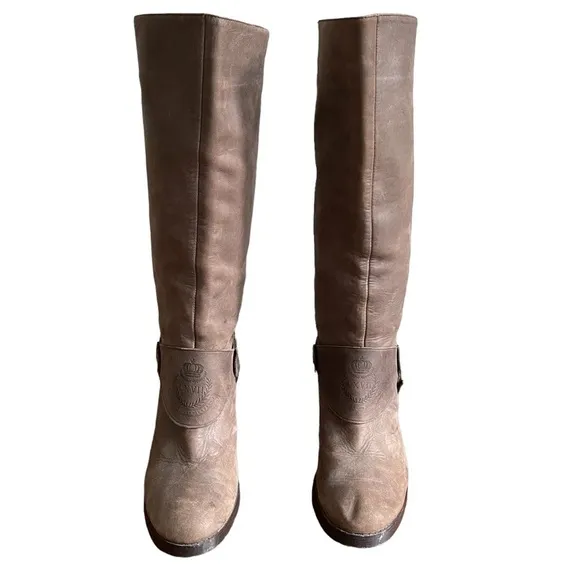 Lauren Ralph Lauren Delsa Burnished Leather Ridding Boots Leather Upper Size: 8B