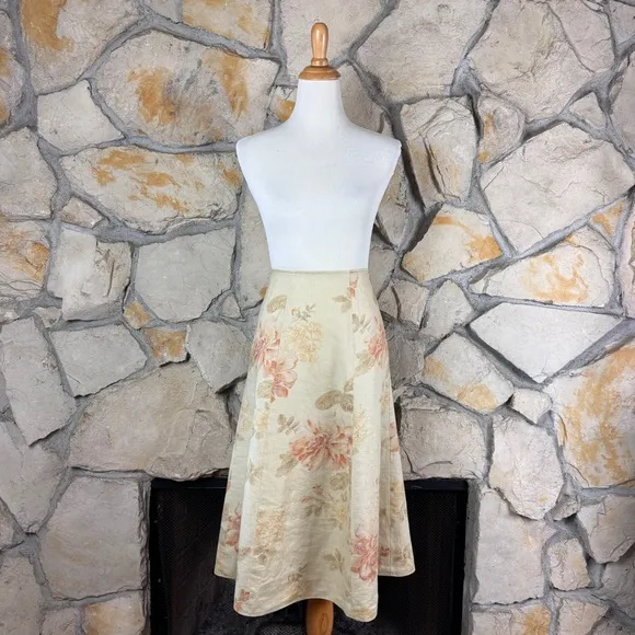 Lauren Ralph Lauren Linen Tea Rose Midi Skirt Wheat | 18W