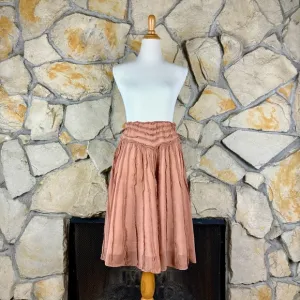 Lauren Ralph Lauren Raw Edge Silk Knee Length Skirt Rosewood | 8
