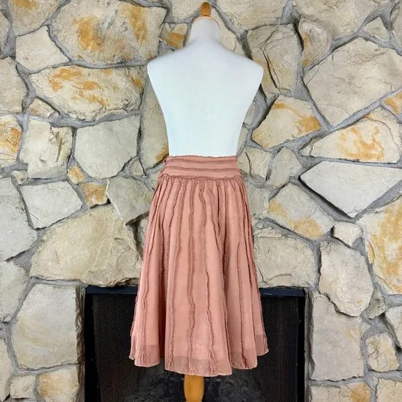 Lauren Ralph Lauren Raw Edge Silk Knee Length Skirt Rosewood | 8