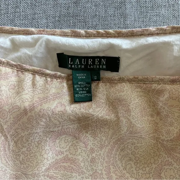 Lauren Ralph Lauren Silk Cotton Godet Midi Skirt Buttercream Paisley | 12