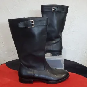 Lauren Ralph Lauren Sorissa Black Leather Women's Boots Size 6.5
