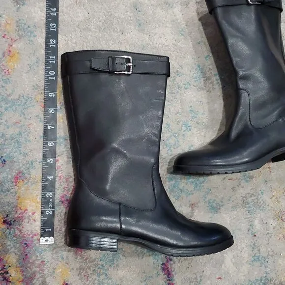 Lauren Ralph Lauren Sorissa Black Leather Women's Boots Size 6.5