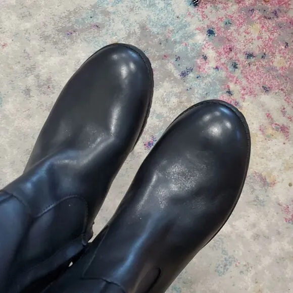 Lauren Ralph Lauren Sorissa Black Leather Women's Boots Size 6.5