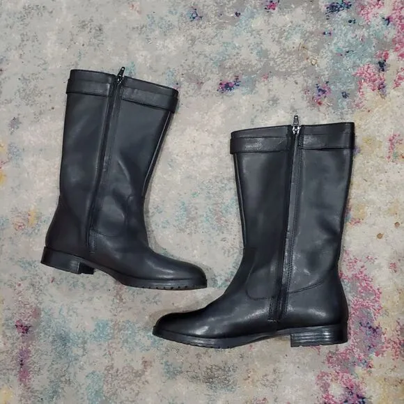 Lauren Ralph Lauren Sorissa Black Leather Women's Boots Size 6.5