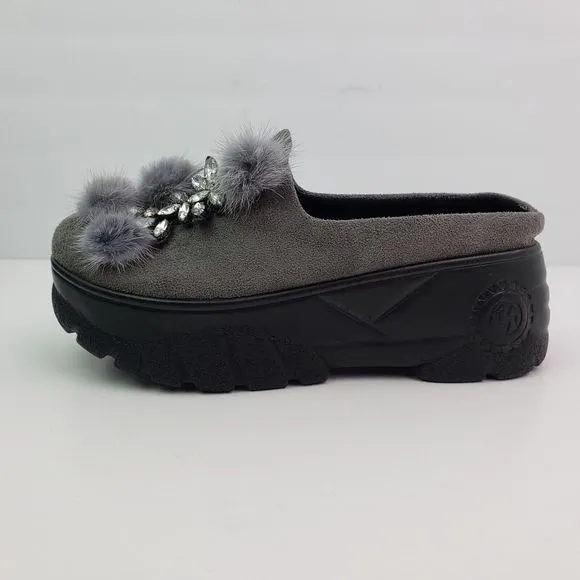 Layki Womens EU 38 US 7-7.5 Fashion Made In Turkey Slip On Platform Mule Shoes