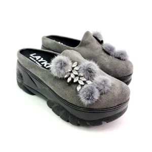 Layki Womens EU 38 US 7-7.5 Fashion Made In Turkey Slip On Platform Mule Shoes