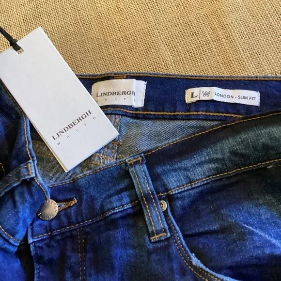 Lindbergh Mens London Slim Fit Jeans Size 36x34‎ NWT 36 x 34 Distressed Denim