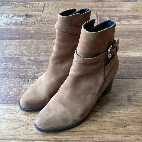 𝅺lk Bennett Aleena Boots Toffee Brown Nubuck Suede Leather Equestrian Size 39