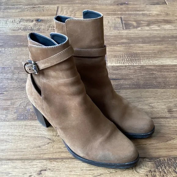𝅺lk Bennett Aleena Boots Toffee Brown Nubuck Suede Leather Equestrian Size 39