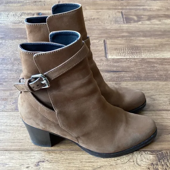 𝅺lk Bennett Aleena Boots Toffee Brown Nubuck Suede Leather Equestrian Size 39