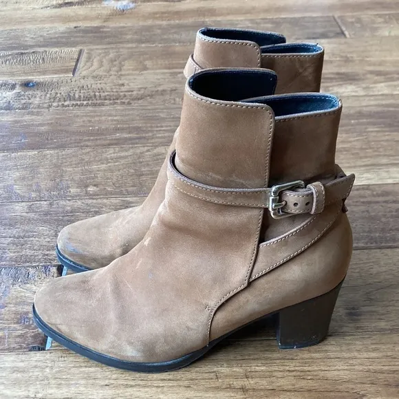 𝅺lk Bennett Aleena Boots Toffee Brown Nubuck Suede Leather Equestrian Size 39