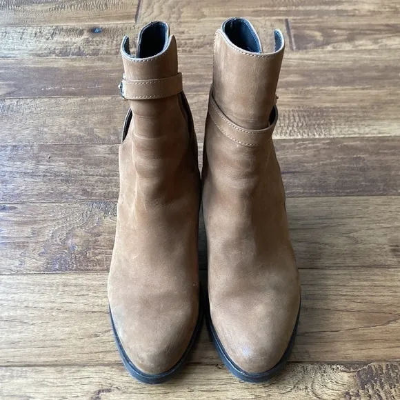 𝅺lk Bennett Aleena Boots Toffee Brown Nubuck Suede Leather Equestrian Size 39