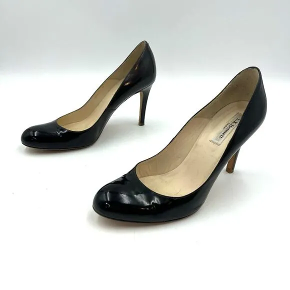 LK Bennett Shilo Patent Leather Court Shoes Stiletto Heels Custom Dyed Black