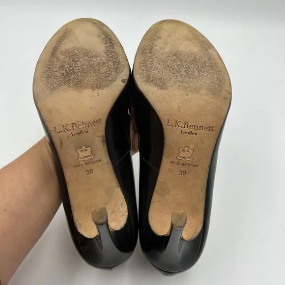 LK Bennett Shilo Patent Leather Court Shoes Stiletto Heels Custom Dyed Black