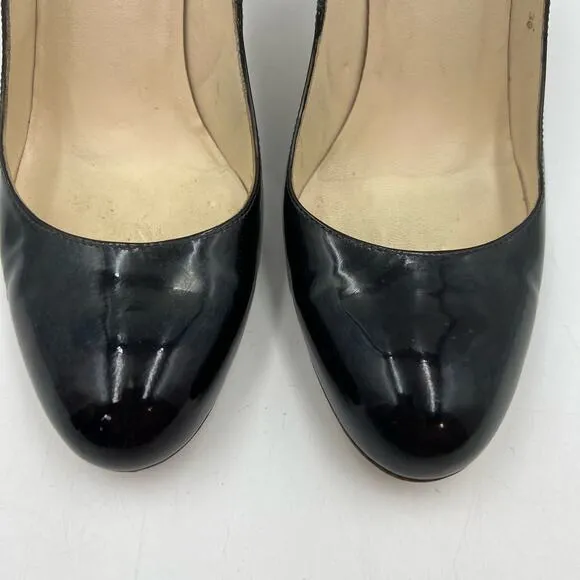 LK Bennett Shilo Patent Leather Court Shoes Stiletto Heels Custom Dyed Black