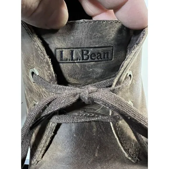 LL Bean Stonington Shoes Brown Oiled Leather Lace Up Chukka Boots 10.5