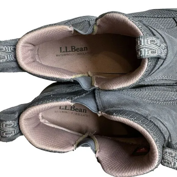 LL Bean Women's Grey Tek 2.5 Pull On Suede Leather Winter Sneakers Boot Size 11