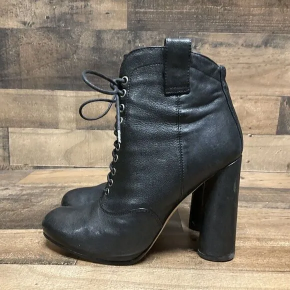 Loeffler Randall High Heel Modern Victorian Style Boots. Soft Black Leather 9B