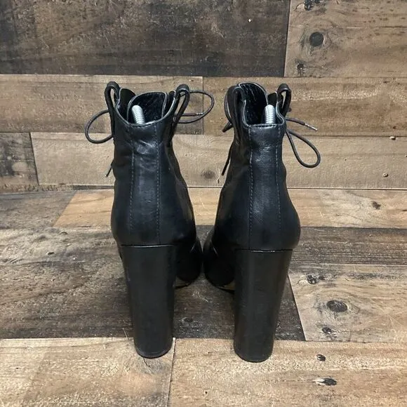 Loeffler Randall High Heel Modern Victorian Style Boots. Soft Black Leather 9B