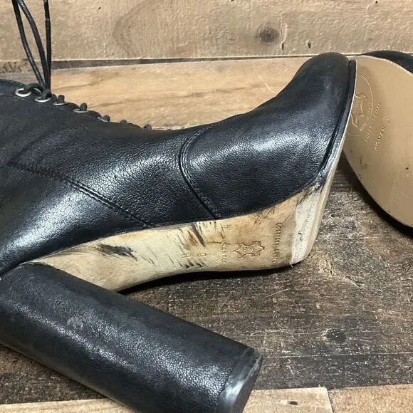 Loeffler Randall High Heel Modern Victorian Style Boots. Soft Black Leather 9B