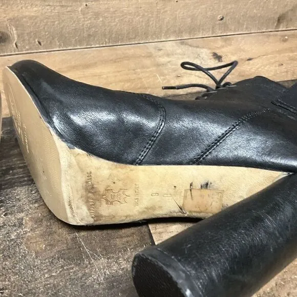 Loeffler Randall High Heel Modern Victorian Style Boots. Soft Black Leather 9B