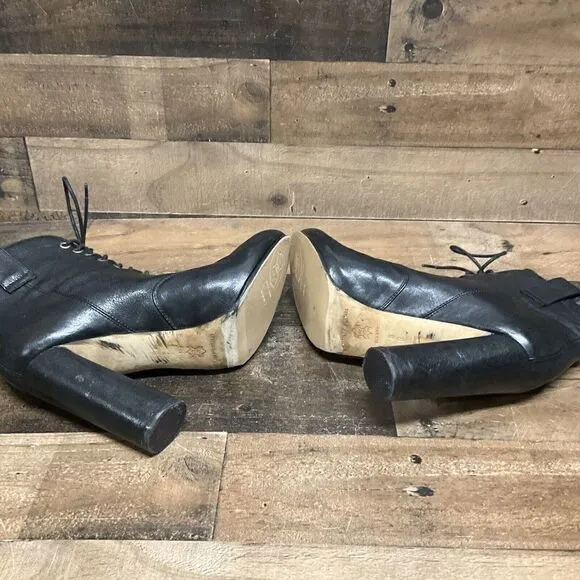 Loeffler Randall High Heel Modern Victorian Style Boots. Soft Black Leather 9B