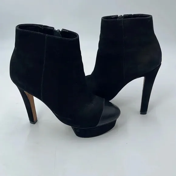 Loeffler Randall Suede Ankle Boots With Leather Cap Toe