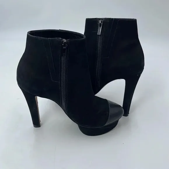 Loeffler Randall Suede Ankle Boots With Leather Cap Toe