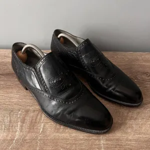 Lorenzo Banfi Brogue Slip-on Shoes Leather Made in Italy Mens 8 1/2