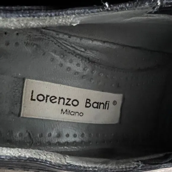 Lorenzo Banfi Brogue Slip-on Shoes Leather Made in Italy Mens 8 1/2