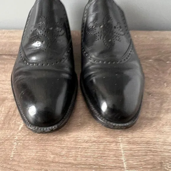 Lorenzo Banfi Brogue Slip-on Shoes Leather Made in Italy Mens 8 1/2
