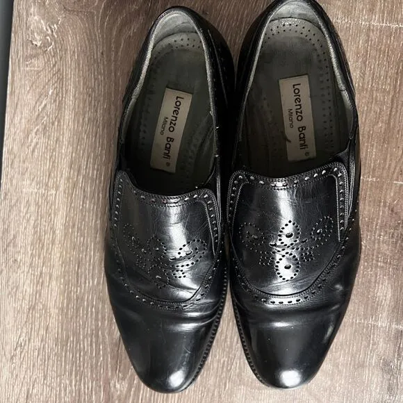 Lorenzo Banfi Brogue Slip-on Shoes Leather Made in Italy Mens 8 1/2