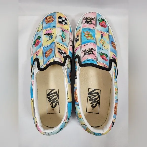 Los Vans Loteria Multi-Color Classic Sneakers Shoes Unisex M6 W7.5 Grunge Worn
