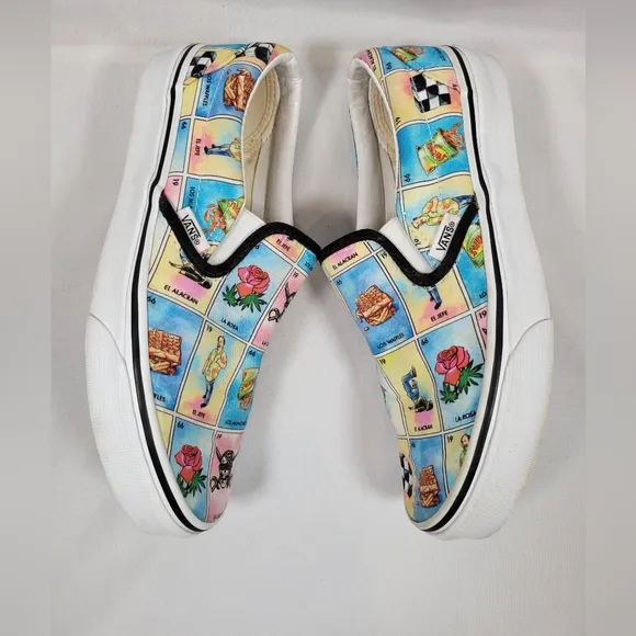 Los Vans Loteria Multi-Color Classic Sneakers Shoes Unisex M6 W7.5 Grunge Worn