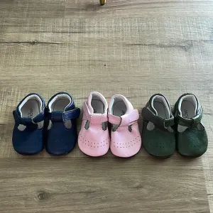 Lot of Jack and Lily Leather Toddler Girl Shoes - Pink, Green and Navy Blue