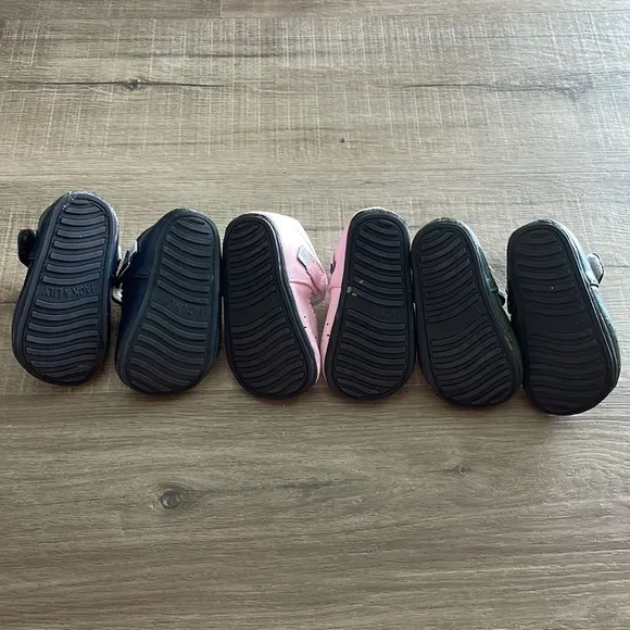 Lot of Jack and Lily Leather Toddler Girl Shoes - Pink, Green and Navy Blue