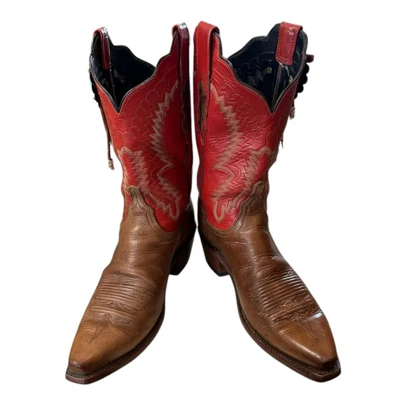 Lucchese 1883 Women's Diva Vitalia Red Brown Custom Western Cowboy Boots 9
