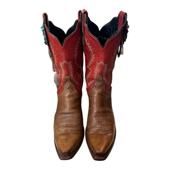 Lucchese 1883 Women's Diva Vitalia Red Brown Custom Western Cowboy Boots 9