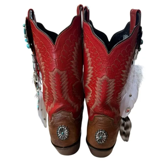 Lucchese 1883 Women's Diva Vitalia Red Brown Custom Western Cowboy Boots 9