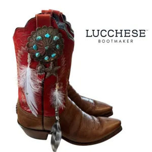Lucchese 1883 Women's Diva Vitalia Red Brown Custom Western Cowboy Boots 9