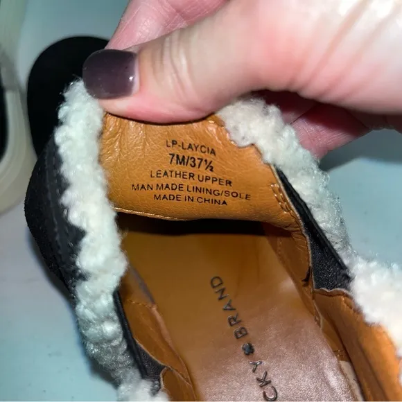Lucky Brand Boots Black Sherpa Laycia Chelsea Ankle Sneaker Suede Leather 7