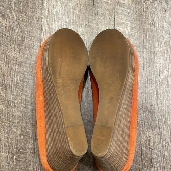Lucky Brand coral salmon suede peep toe platform wedge heel size 9 1/2