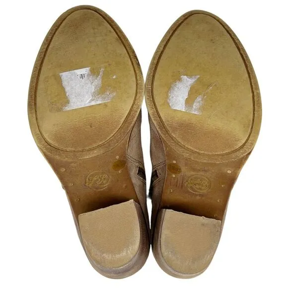 Lucky Brand Elenor2 Suede Leather Zip Embroidered Ankle Heeled Booties Size 7