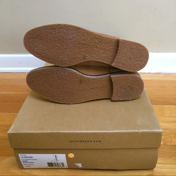 LUCKY BRAND Grayer Honey Oiled Suede Fringed Boots Size 10