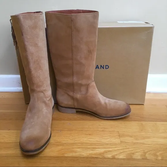 LUCKY BRAND Grayer Honey Oiled Suede Fringed Boots Size 10